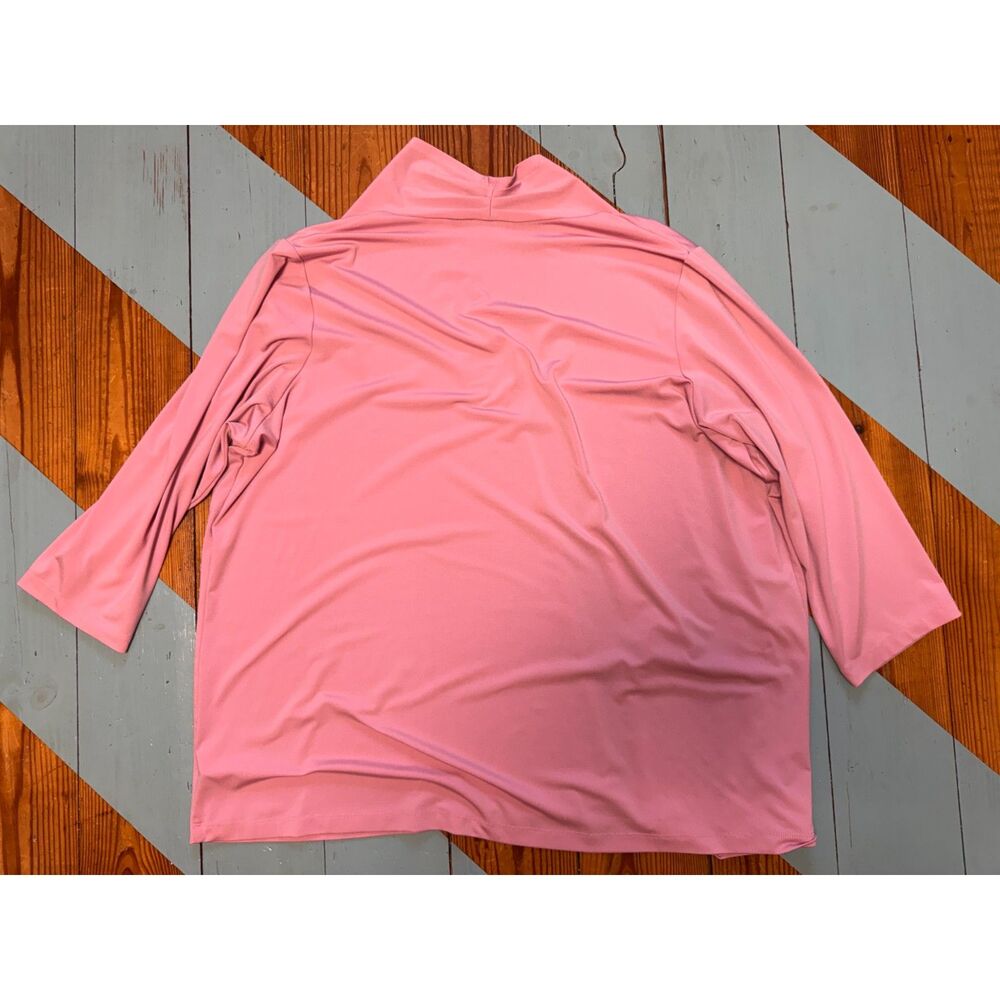 Bob Mackie Wearable Art Pink Open Front Cardigan 1X Soft Stretch Lightweight - Picture 6 of 6